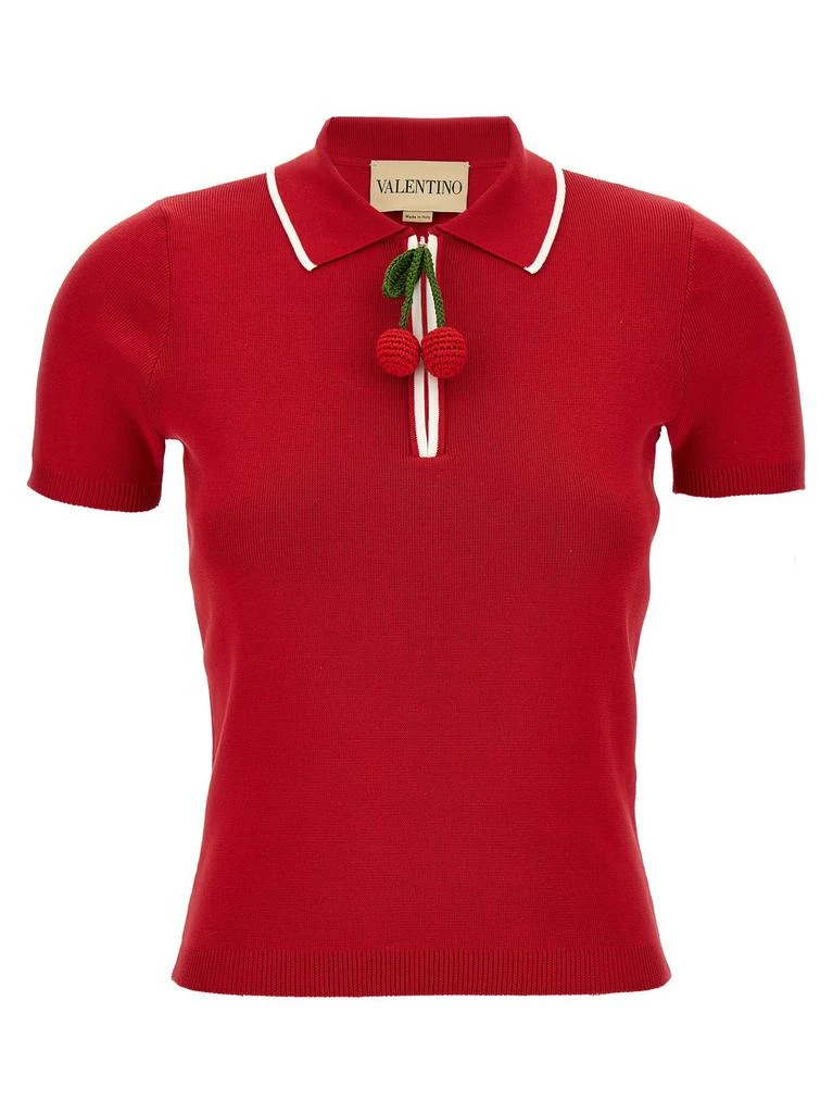 Valentino Valentino Cherry Embellished Short-Sleeved Polo Top from Cettire