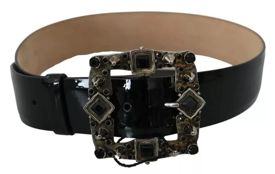Dolce
Gabbana Shiny Leather Crystal Logo Buckle Women
s Belt (Pre-Owned) 2