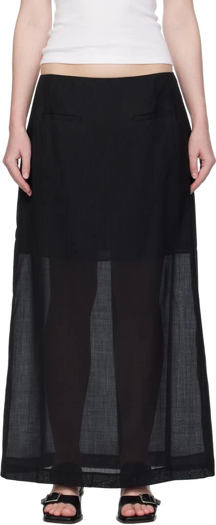 AMOMENTO Black Sheer Long Maxi Skirt