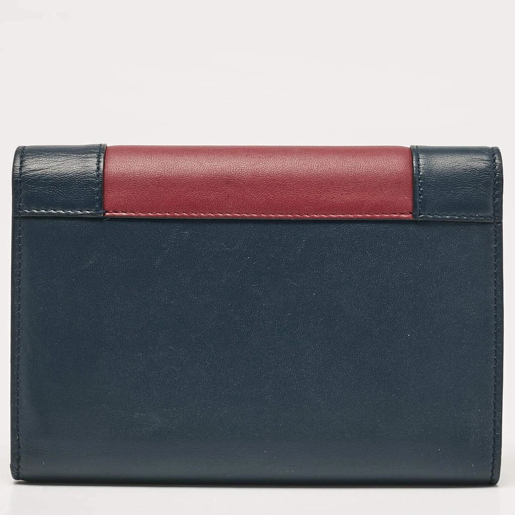 Celine Celine Navy Blue/Burgundy Leather Frame Trifold Wallet 6