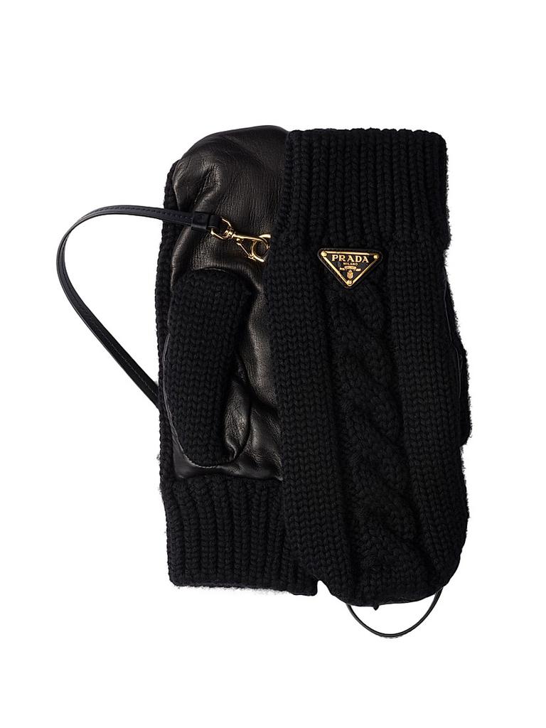 Prada Wool and Nappa Leather Mittens