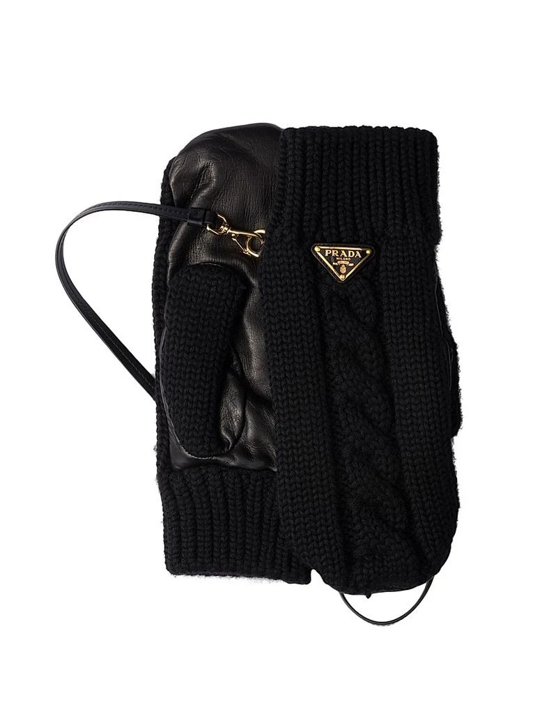 Prada Wool and Nappa Leather Mittens 1