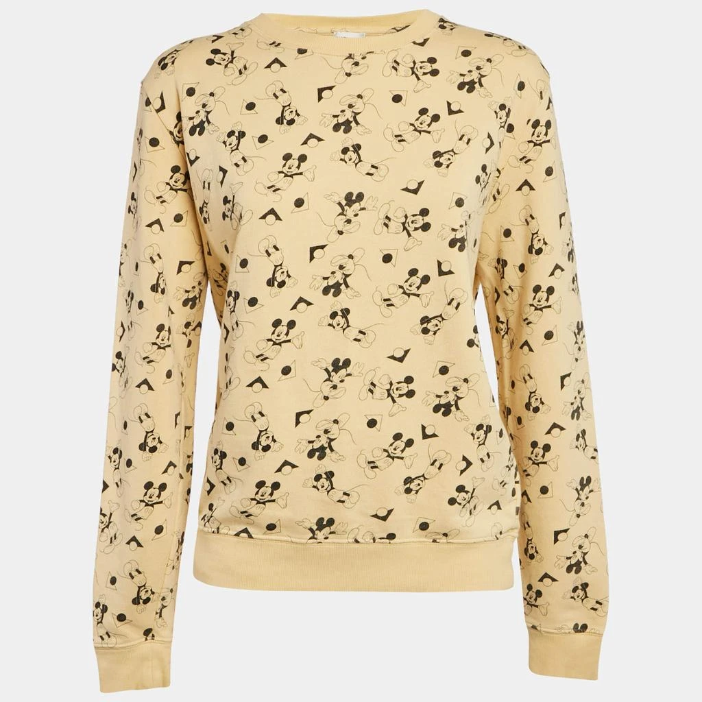 Yves Saint Laurent Saint Laurent Paris x Disney Yellow Mickey Mouse Print Cotton Knit Sweater XS 1