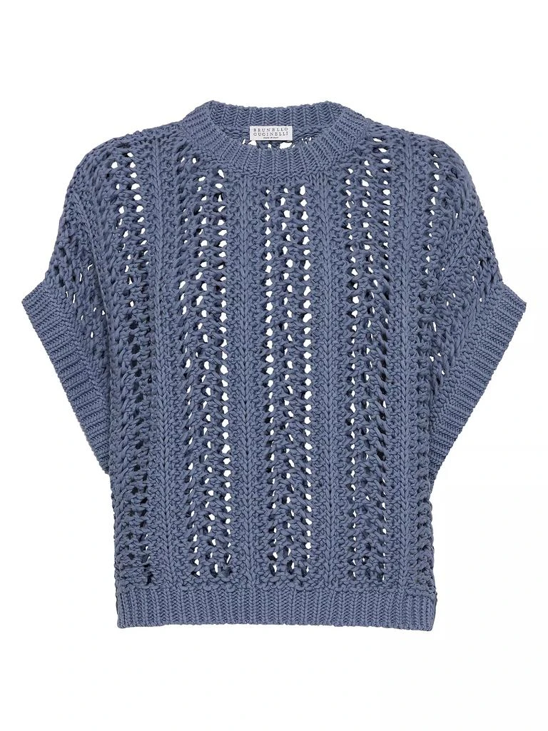 Brunello Cucinelli Cotton Ribbed Net Sweater 1