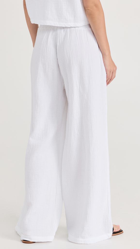 Monrow Gauze Smocked Flare Pants