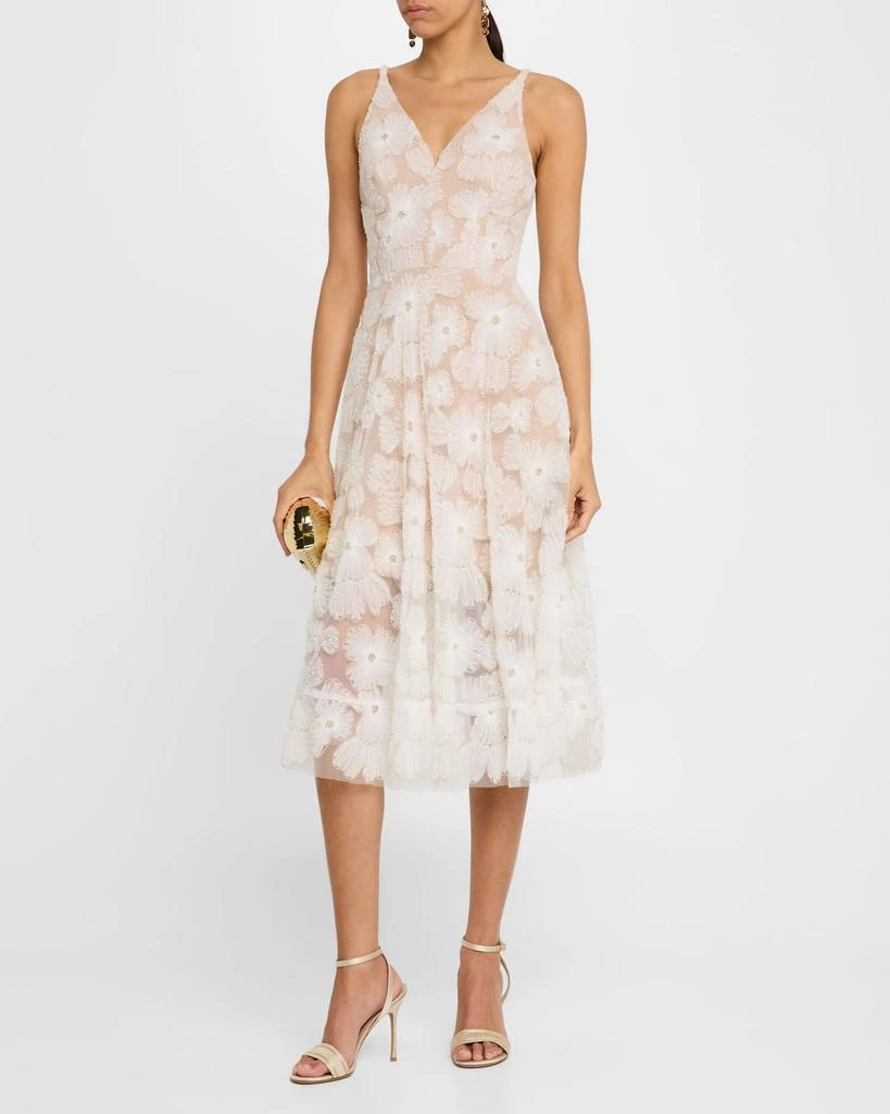 Dress the Population Black Label Blair Beaded Floral Applique Midi Dress 2
