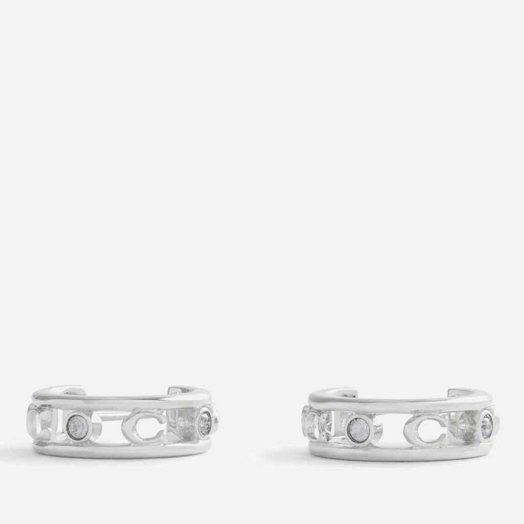 Coach Signature C Silver-Tone Open Hoop Earrings 3