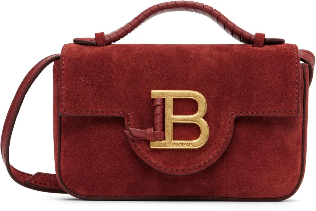Balmain Burgundy Suede B-Buzz 17 Mini Bag 1