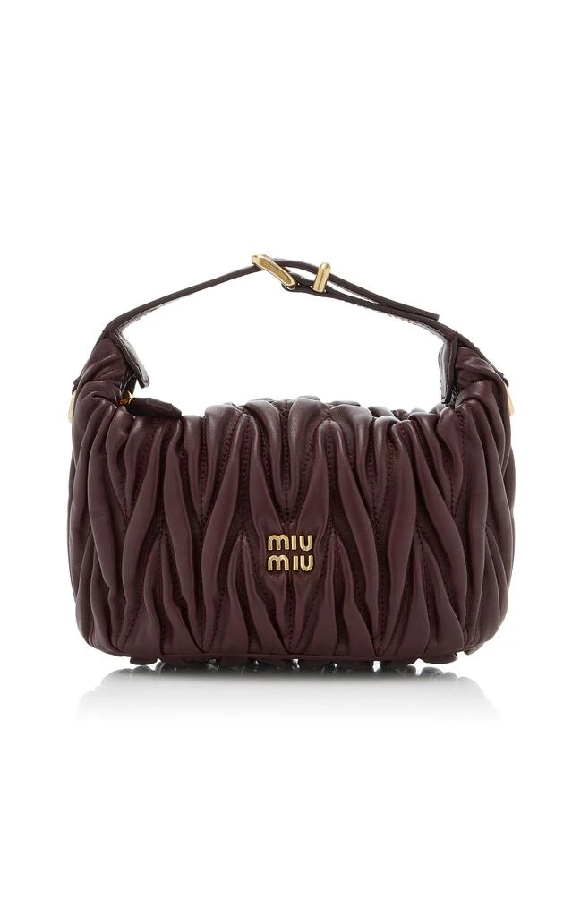 Shop Miu Miu Mini Matelassé Leather Bag Burgundy OS Moda