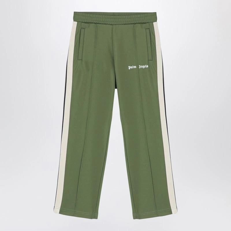 Palm Angels Military green jogging trousers with logo 1