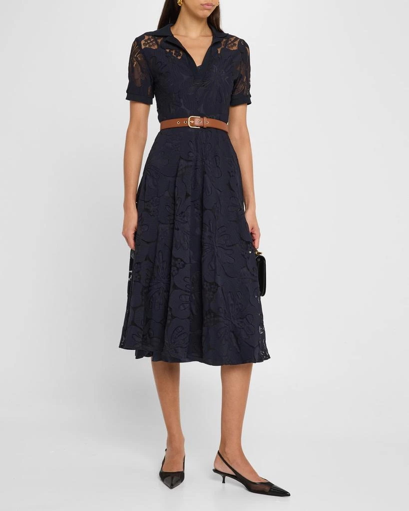 floral lace belted dress Cotton Floral Lace Belted Dress main image 1