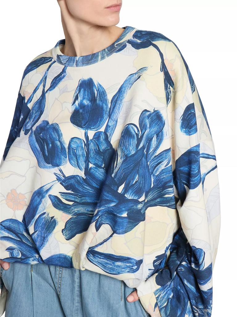 DRIES VAN NOTEN 花柄スウェット floral sweat XS Dries Van Noten Blue Floral Bubble Sweatshirt | Liberty