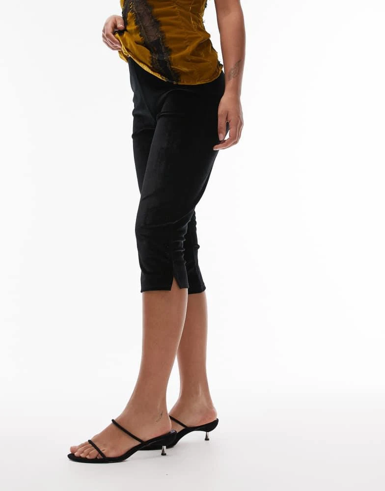 ASOS ASOS DESIGN velvet capri trousers with side split detail in black