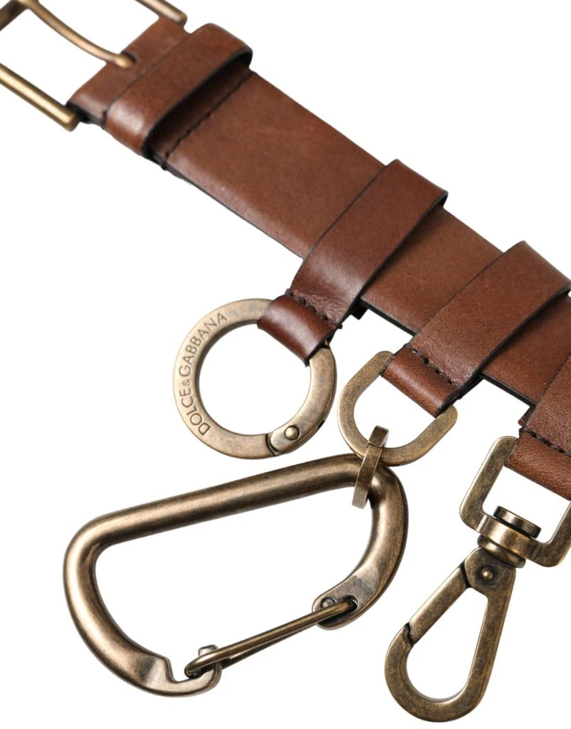 Dolce & Gabbana Brown Calf Leather Gold Metal Buckle Belt Men 5
