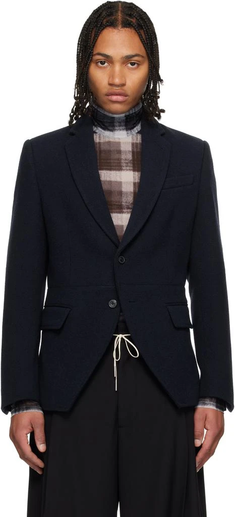 Dries Van Noten Navy Cropped Suit Blazer 1