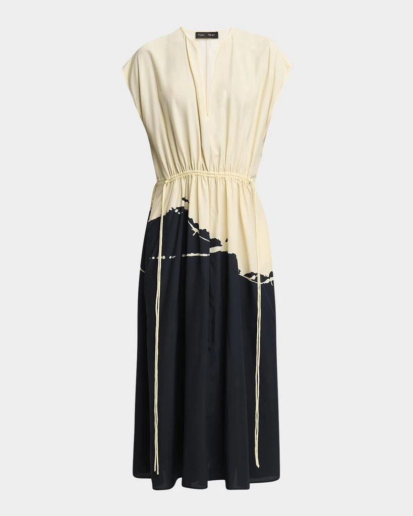 Proenza Schouler Ezra Printed Drawstring Midi Viscose Dress 1