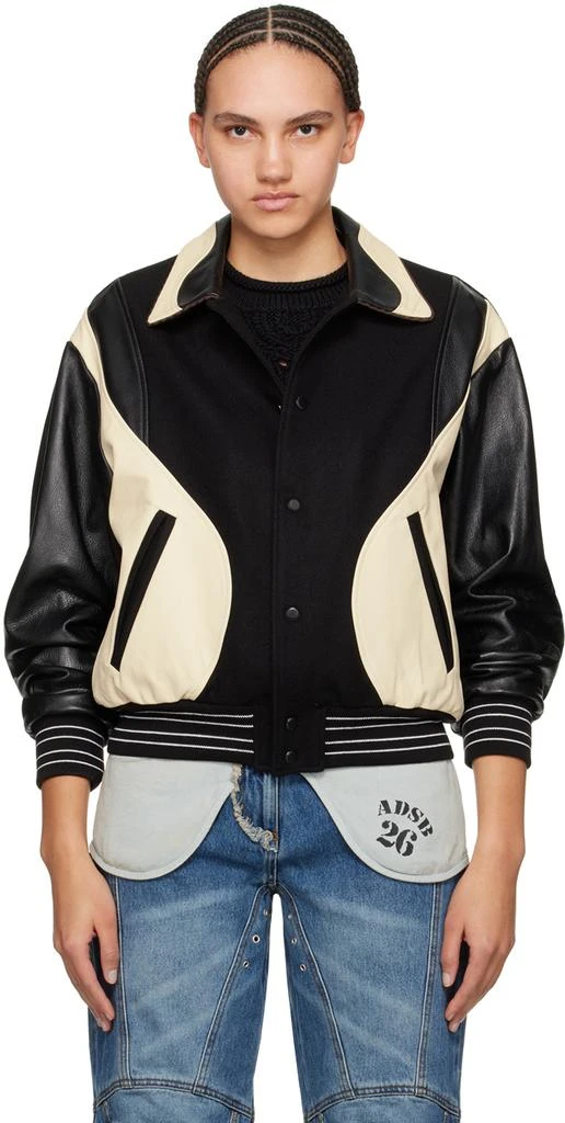 ANDERSSON BELL Black & Off-White Robyn Leather Bomber Jacket 1