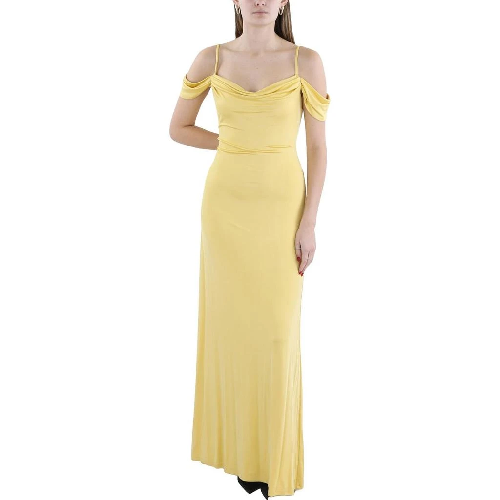 Ralph Lauren Womens Full Length Cold Shoulder Evening Dress 1
