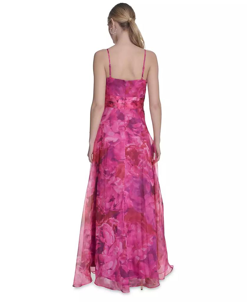 Eliza J Women's Square-neck Floral Print Organza Gown