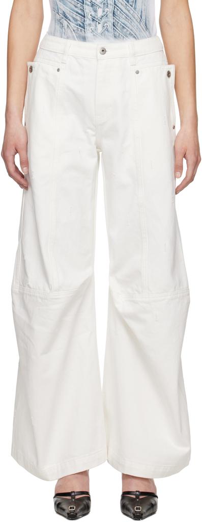Feng Chen Wang White Cargo Jeans