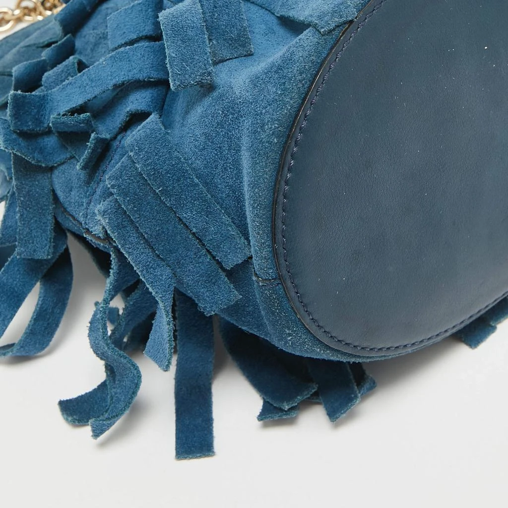 Burberry Burberry Blue Suede Mini Fringe Bucket Bag 11