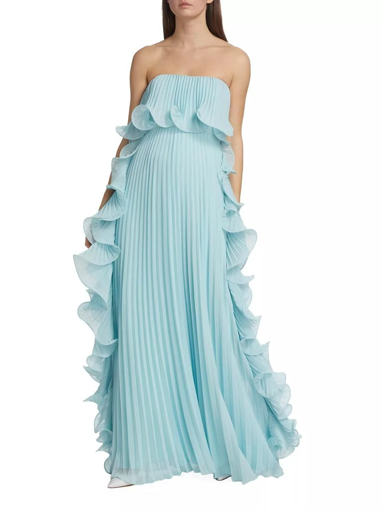 Badgley Mischka Strapless Pleated Ruffle Gown 2