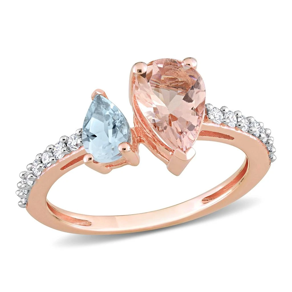 Mimi
Max 1 1/2ct TGW Pear-Cut Morganite Aquamarine and 1/5ct TW Diamond Ring in 14k Rose Gold