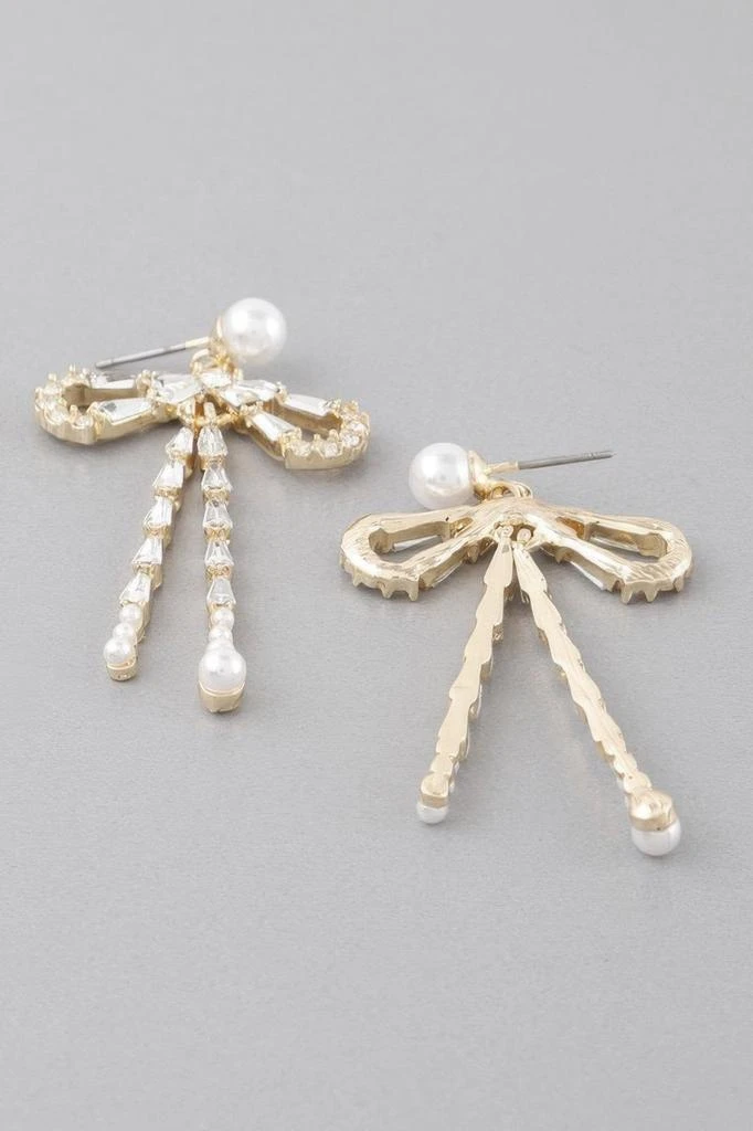 TRUEDAMES Crystal Pearl Ribbon Earrings 3