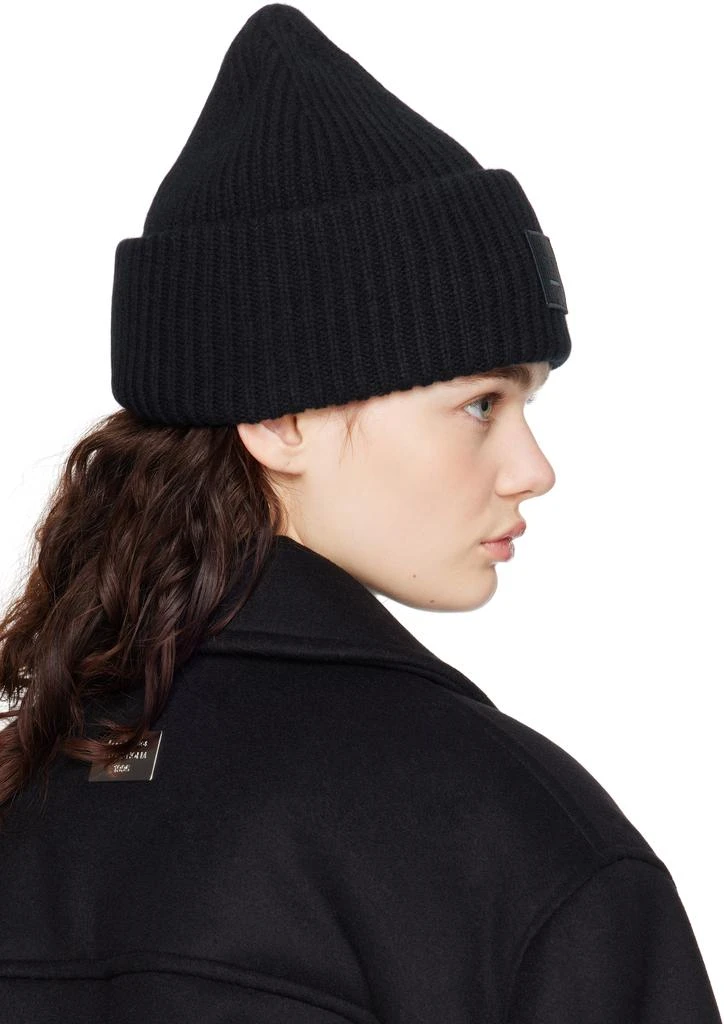 Acne Studios Black Large Face Logo Beanie 3