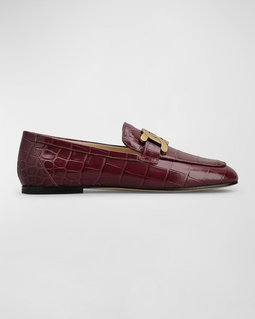 Tod's Croco Chain Slip-On Loafers