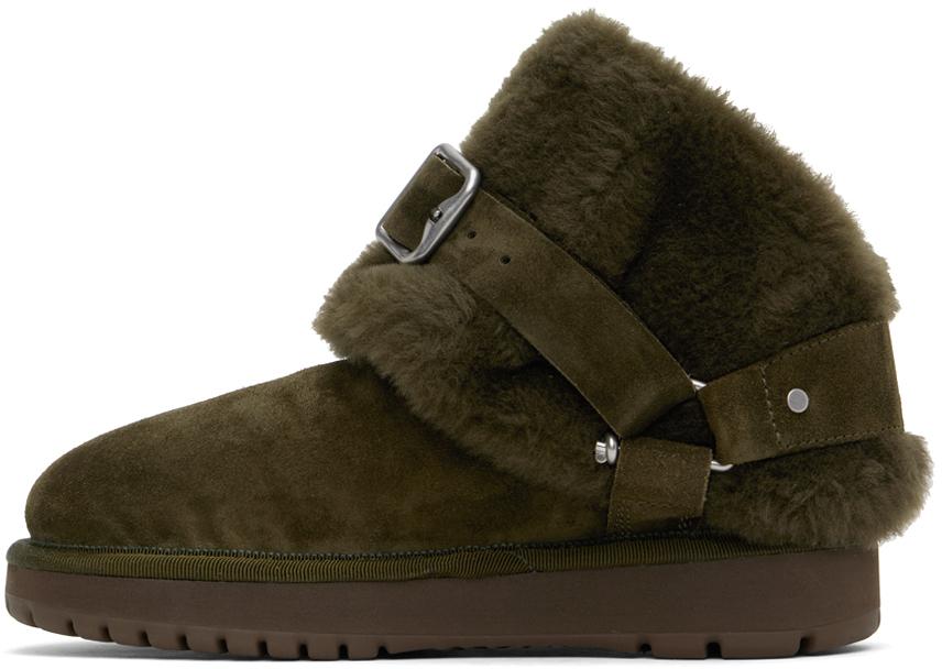 Burberry Green Suede Shearling Chubby Boots Boots Free Shipping BeyondStyle