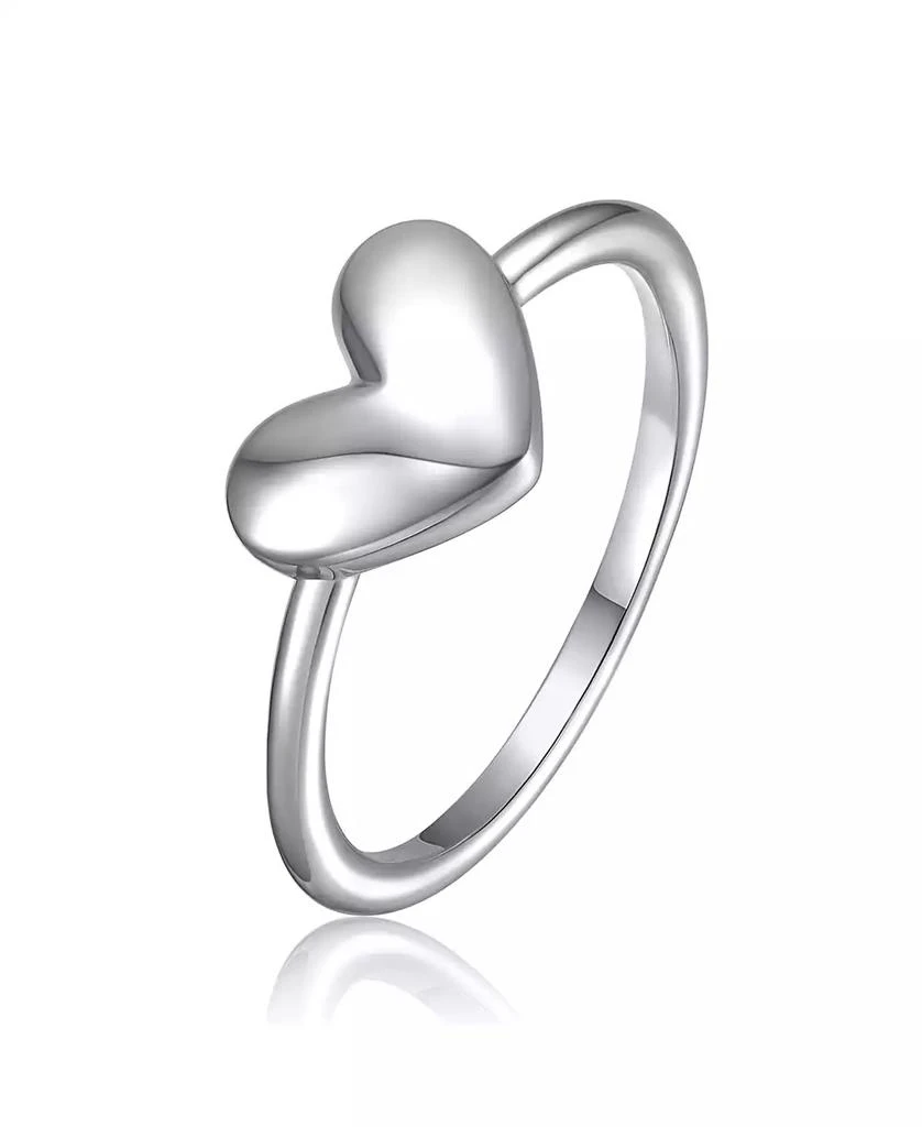 GiGiGirl Minimalist Heart-Shaped Band Ring in White Gold Plated, 14K Gold Plated, or 18K Rose Gold Plated