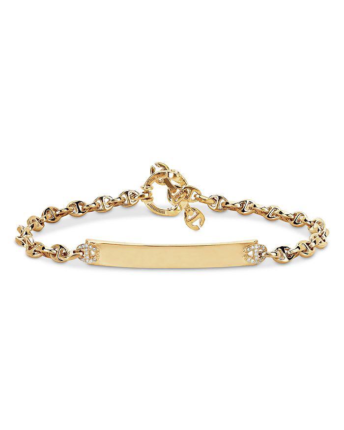 Hoorsenbuhs 18K Yellow Gold Open Link Monogram Plate Bracelet with Diamonds, 0.16 ct. t.w.