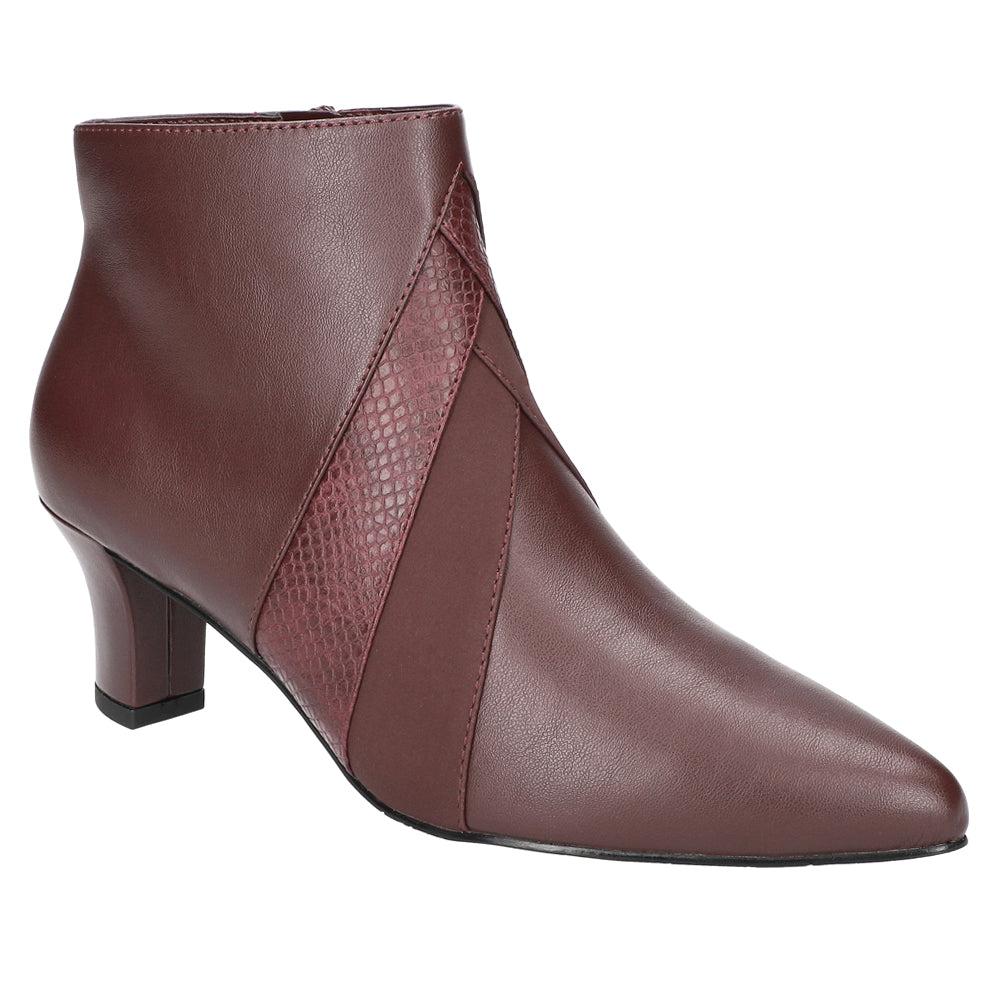 Easy Street Falcon Croc Embossed Zippered Pointed Toe Booties