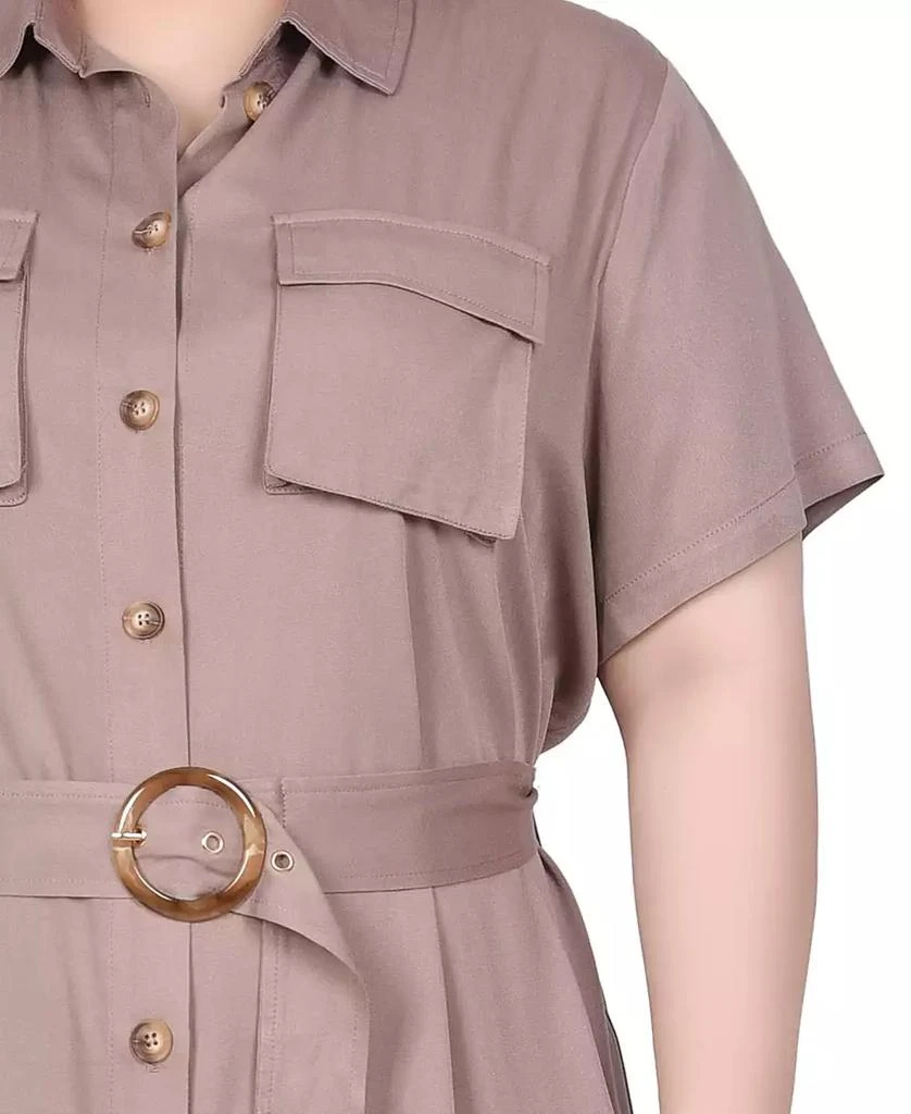 NY Collection Plus Size Short Sleeve Safari Style Dress 2