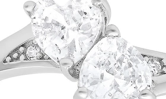 Queen Jewels Sterling Silver Double Heart Cubic Zirconia Ring 4