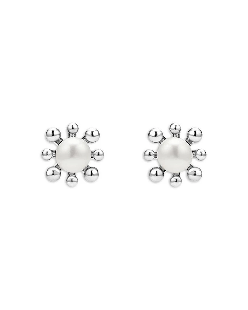 LAGOS Sterling Silver Luna Cultured Pearl Fleur Stud Earrings 4