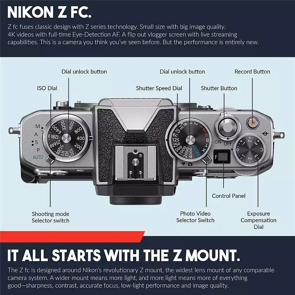 Nikon Z fc DX-Format Mirrorless Camera with Mount Adapter FTZ, Candisk PRO 64GB, Alpine 120, ProOp Cleaning Kit 2