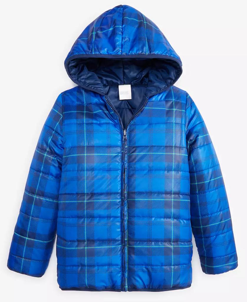 Epic Threads Little & Big Boys Camp Plaid Reversible Hooded Puffer Jacket, Created for Macy's