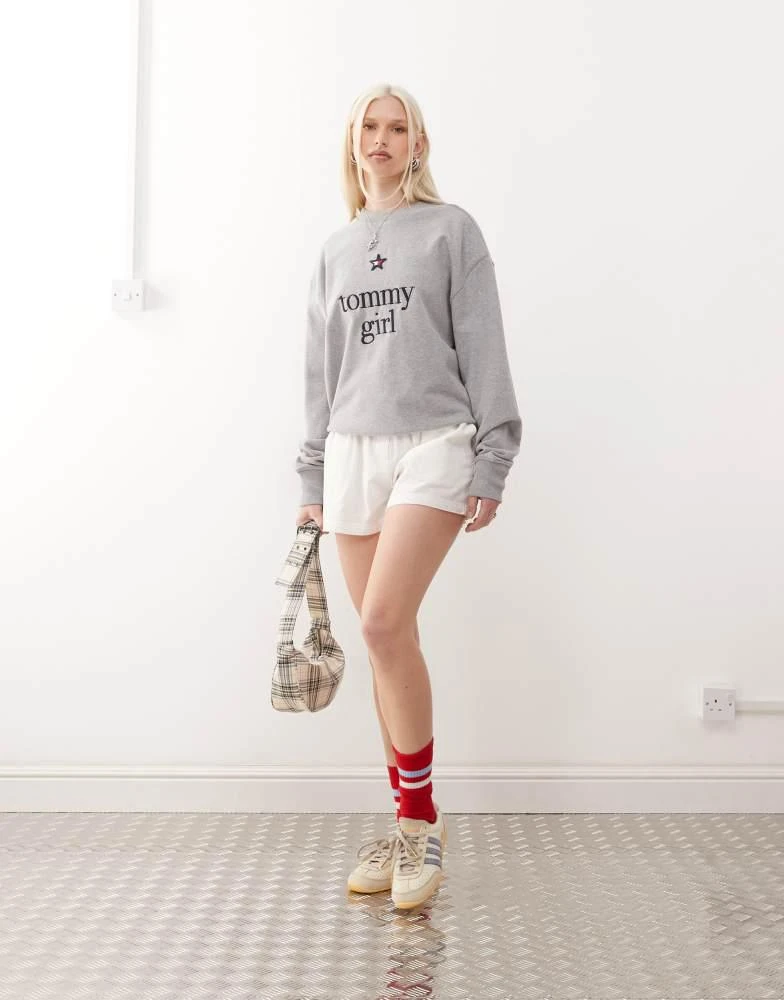 Tommy Jeans Tommy Jeans tommy girl logo sweatshirt in grey 2