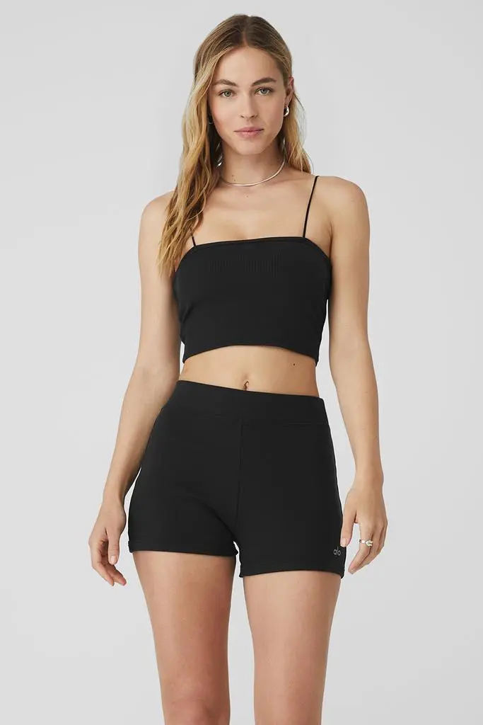 Alo Yoga Goddess Ribbed Bandeau Top - Black