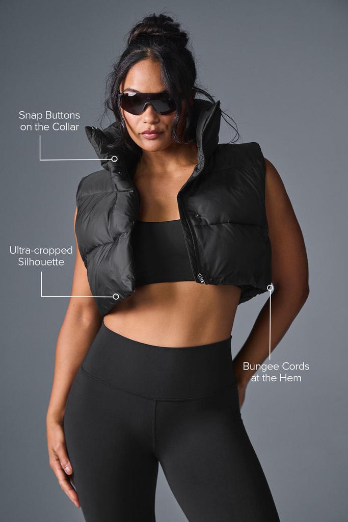 Alo Cropped Gold Rush Puffer Vest - Black