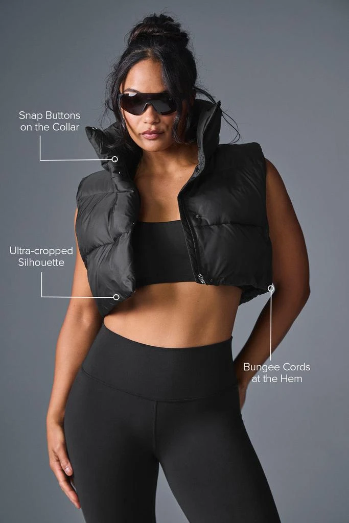 Alo Cropped Gold Rush Puffer Vest - Black 2