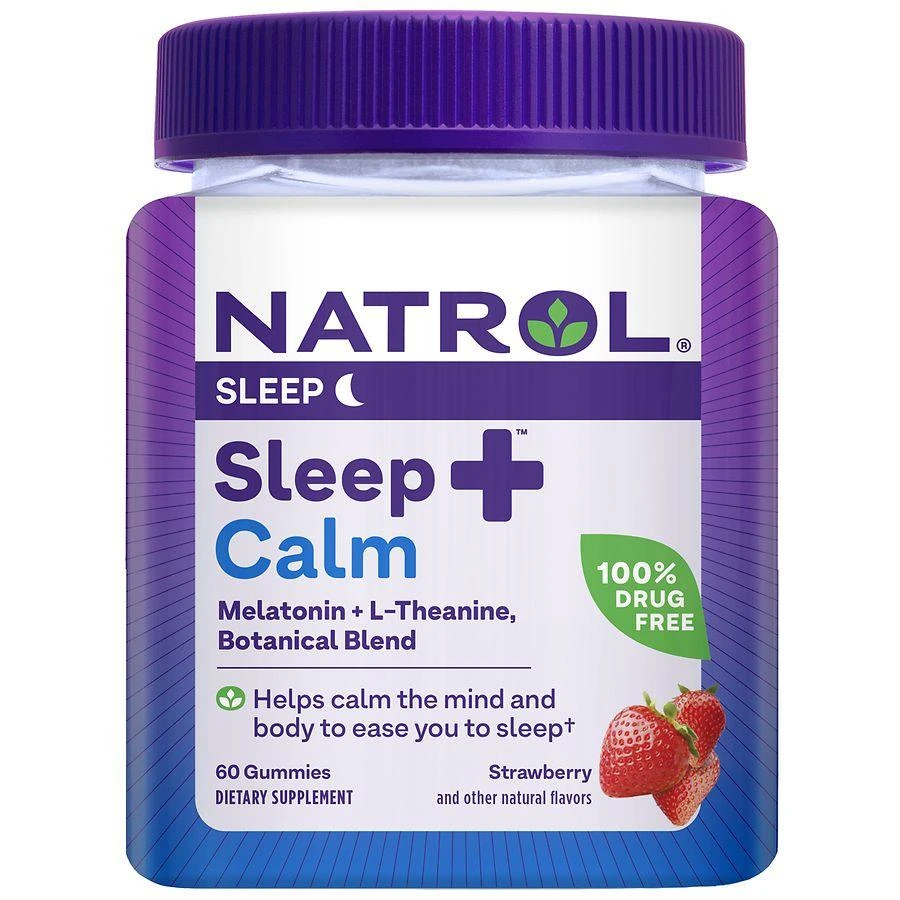 Natrol Sleep+ Calm, Melatonin and L-Theanine, Gummies Strawberry 1