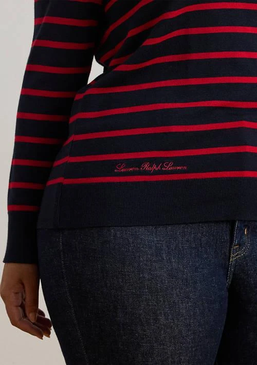 Ralph Lauren Plus Size Striped Cotton-Blend Sweater 3