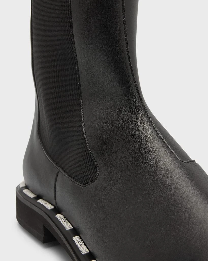 Moschino Men's Leather Label Pull-On Boots 6