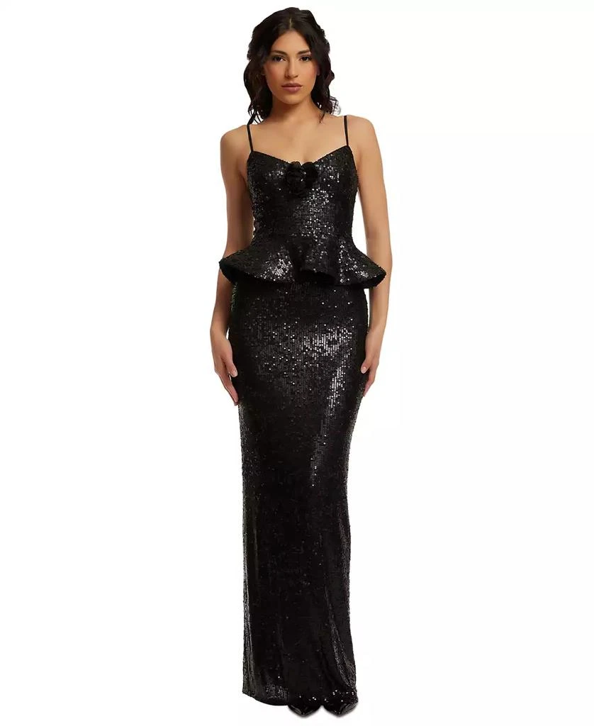 Dress The Population Women's Akiah Sequined Peplum Gown 1