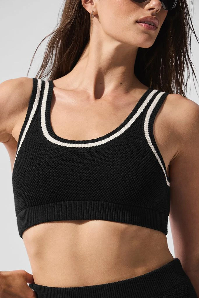 Alo Tennis Club Sweater Knit Bra - Black/Ivory 4
