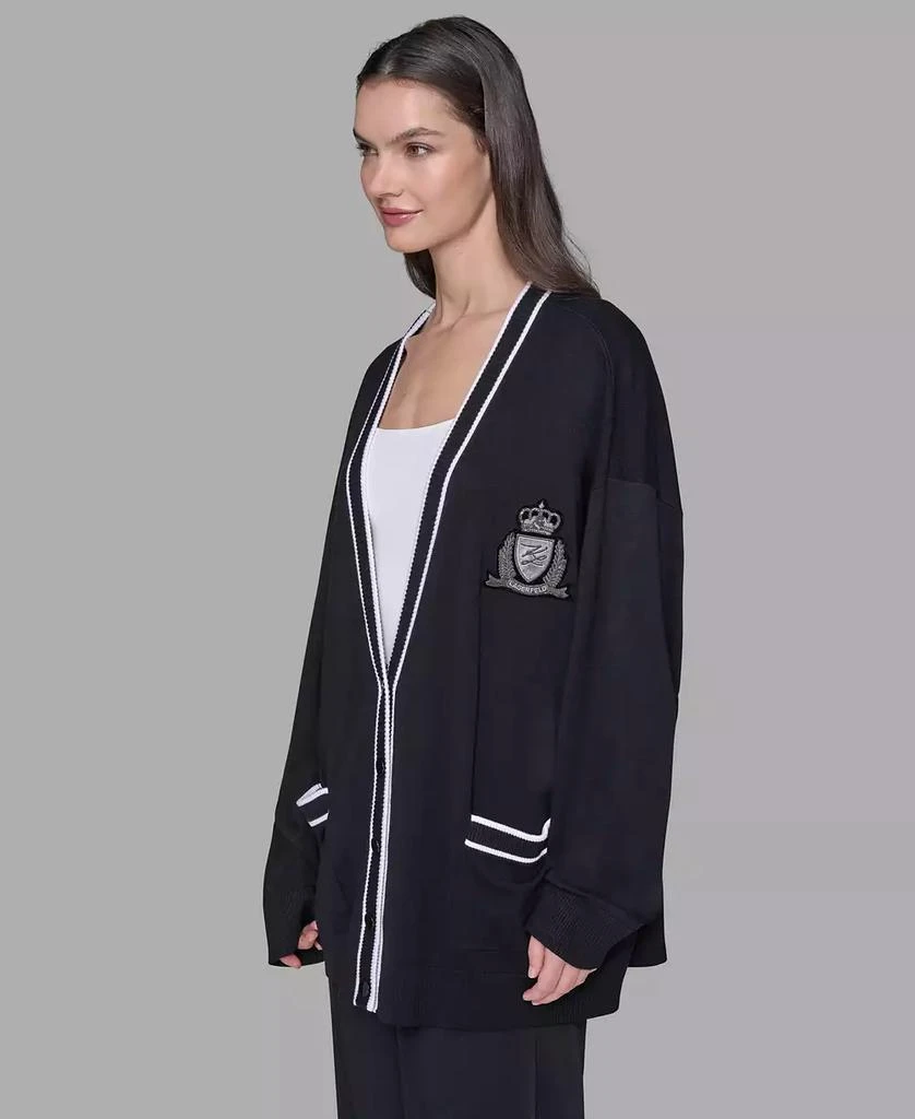 Karl Lagerfeld Paris Women's Patch Button Front Cardigan Sweater 2