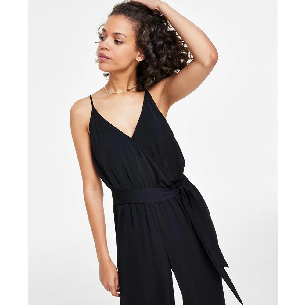 Bar III Trendy Plus Size Tie-Waist Wide-Leg Adjustable-Strap Jumpsuit, Created for Macy's 9